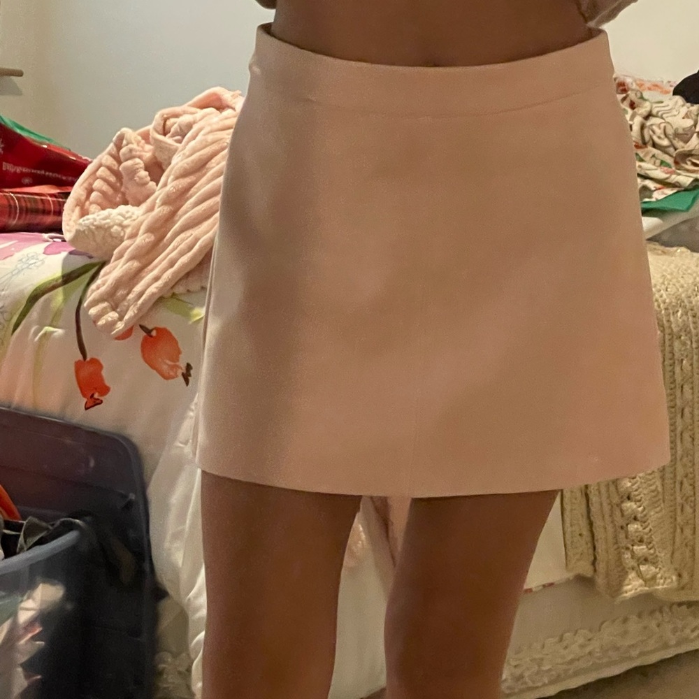 brand new light pink suede mini skirt